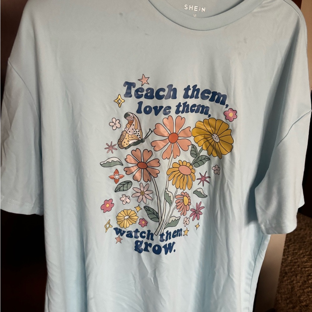 SHEIN Light Blue Graphic T-Shirt